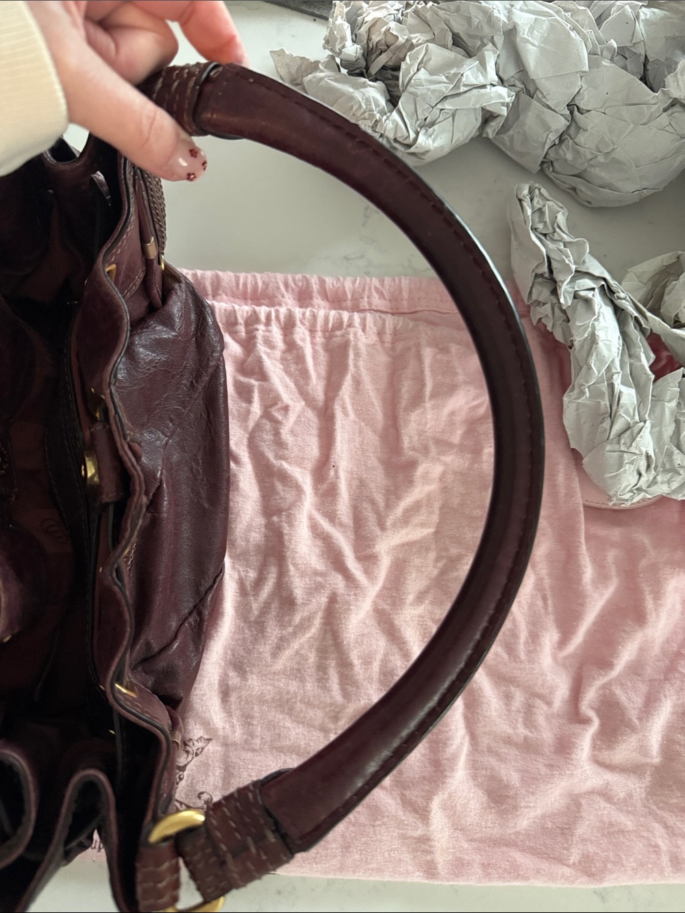 Juicy Couture burgundy Quilted Leather Shoulder Bag with Gold Hardware - Picture 6 of 9